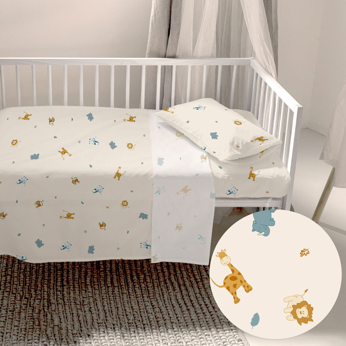 Jeu de draps pour berceau HappyFriday  HF Mini Animals Multicouleur